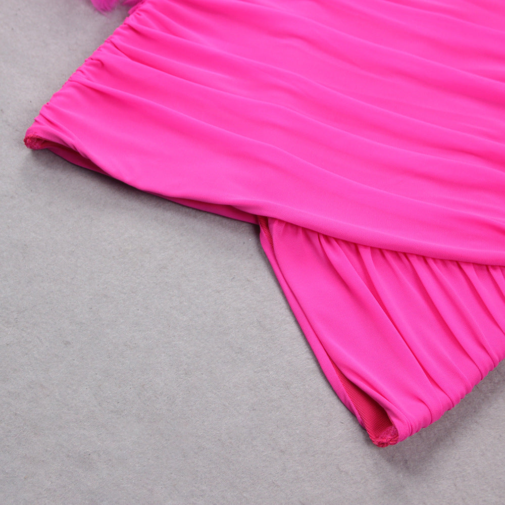 French feather long-sleeved dress