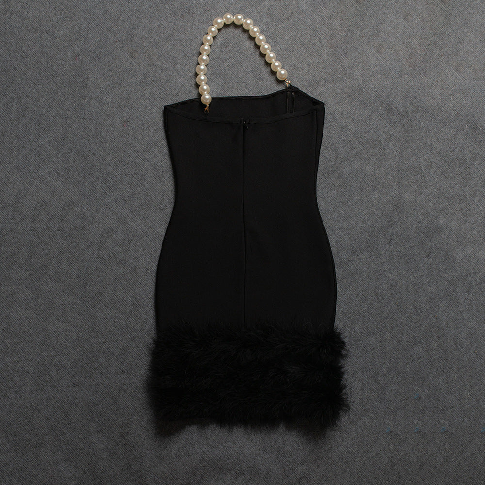 Pearl One Shoulder Feather Dress