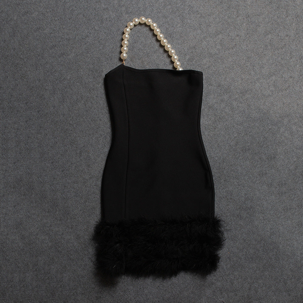 Pearl One Shoulder Feather Dress