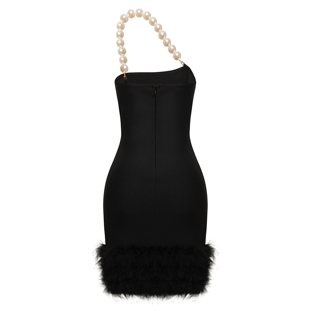Pearl One Shoulder Feather Dress