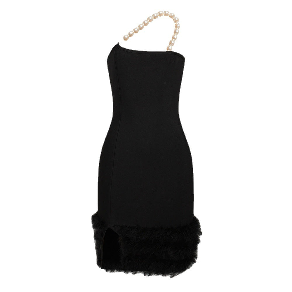 Pearl One Shoulder Feather Dress