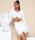 French feather long-sleeved dress